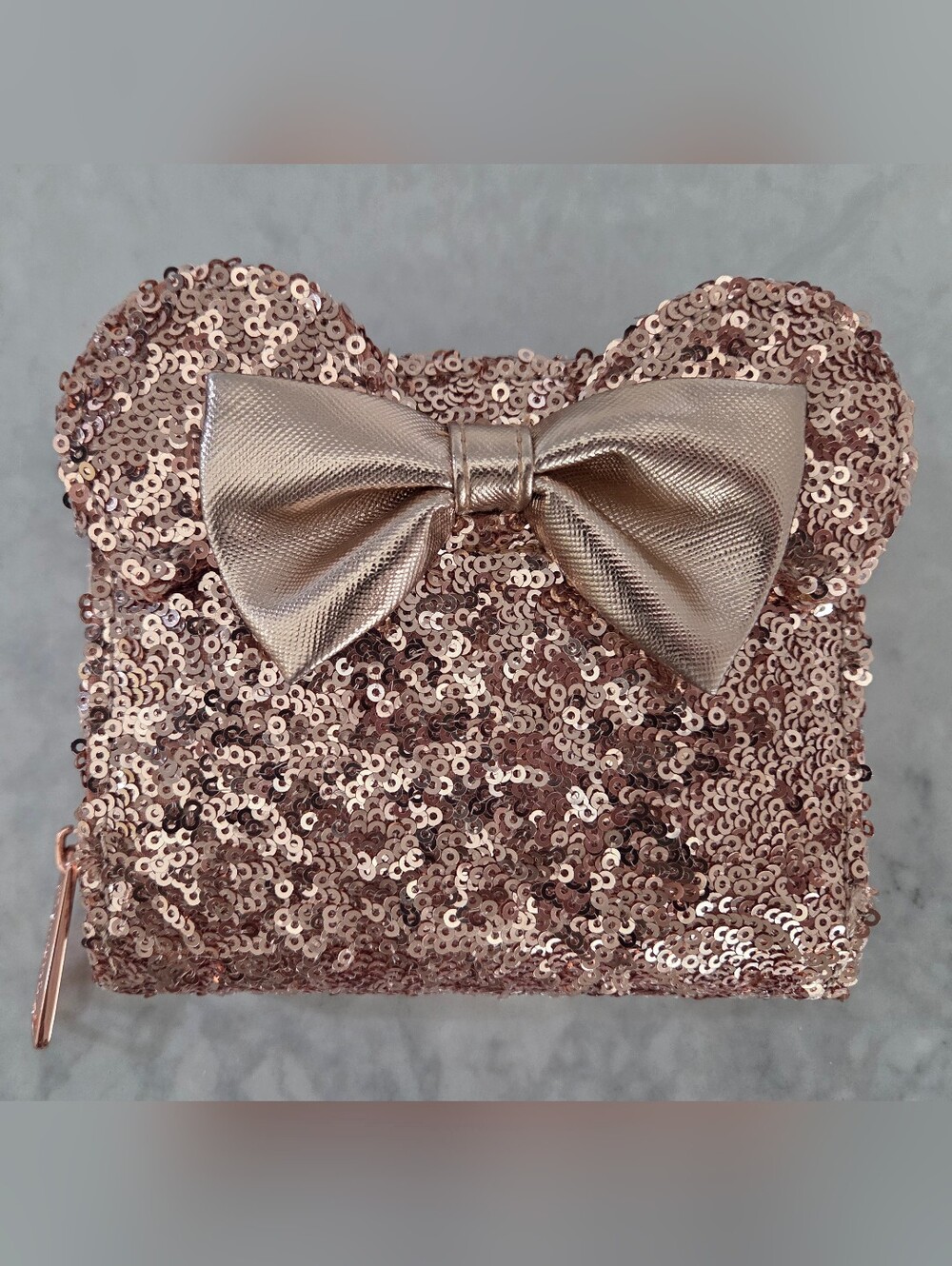 Rare Limited Edition Disney Loungefly Rose Gold Sequin Wallet
